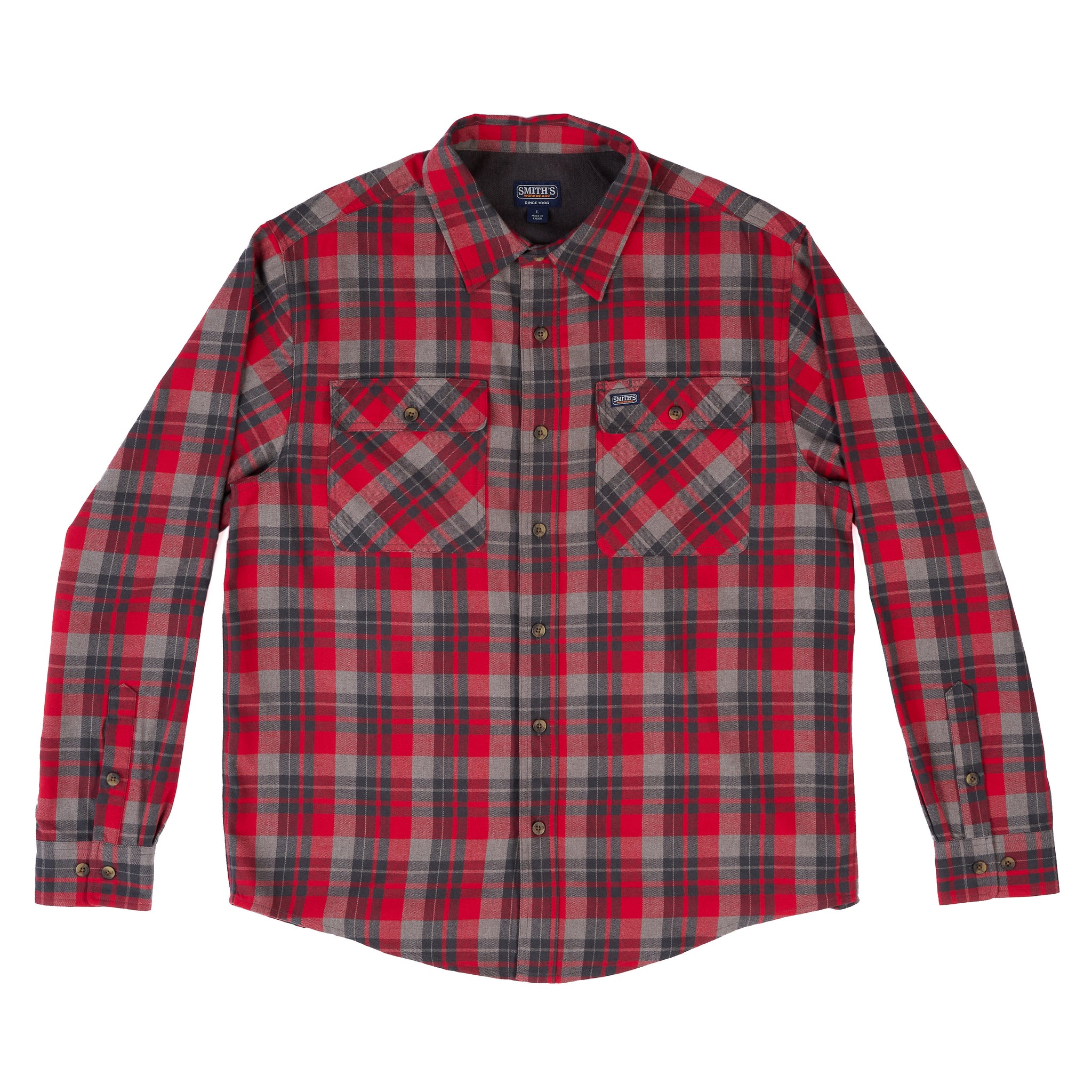 LONG SLEEVE 2-POCKET PLAID FLANNEL SHIRT WITH PEN-SLOT