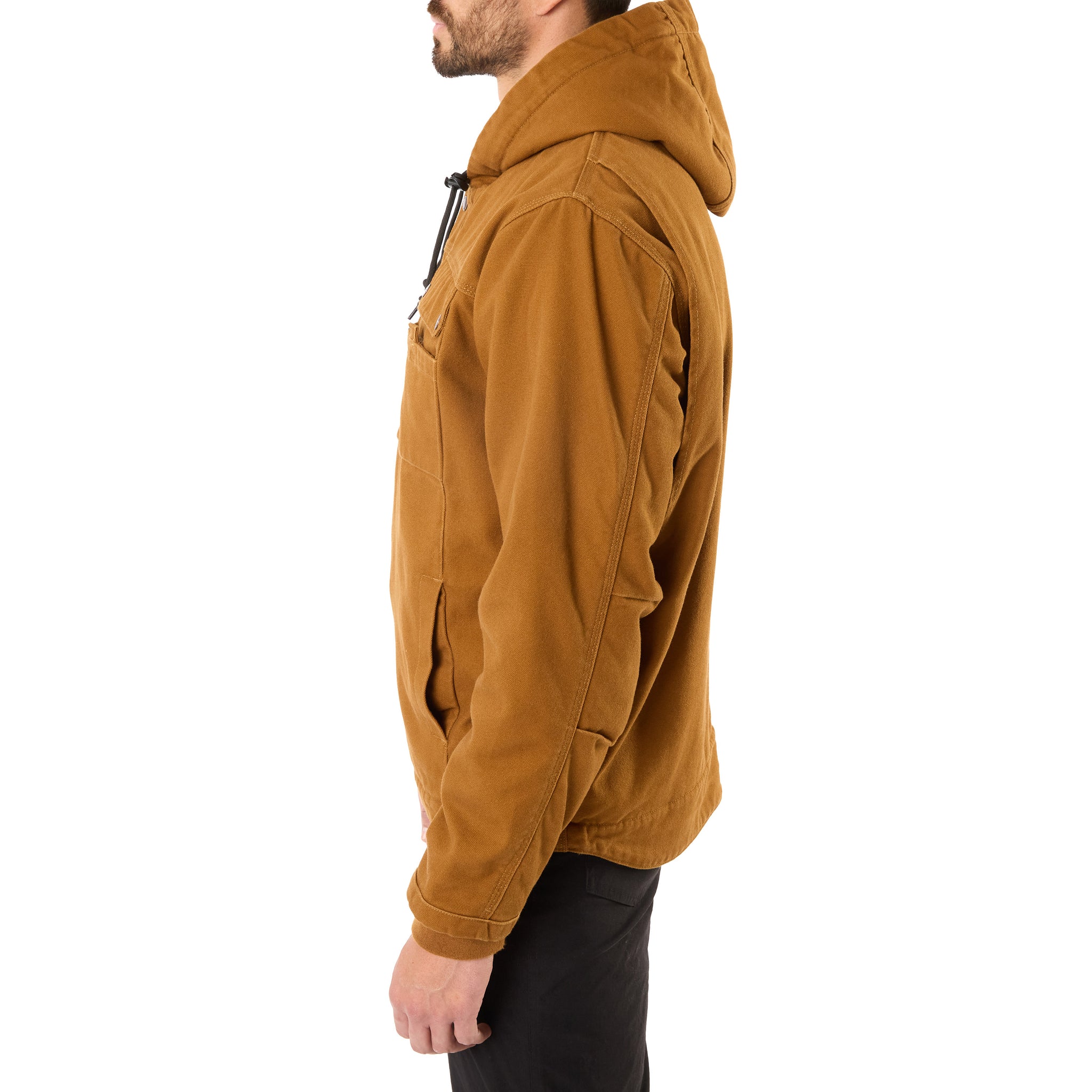 SHERPA-LINED DUCK CANVAS HOODED WORK JACKET
