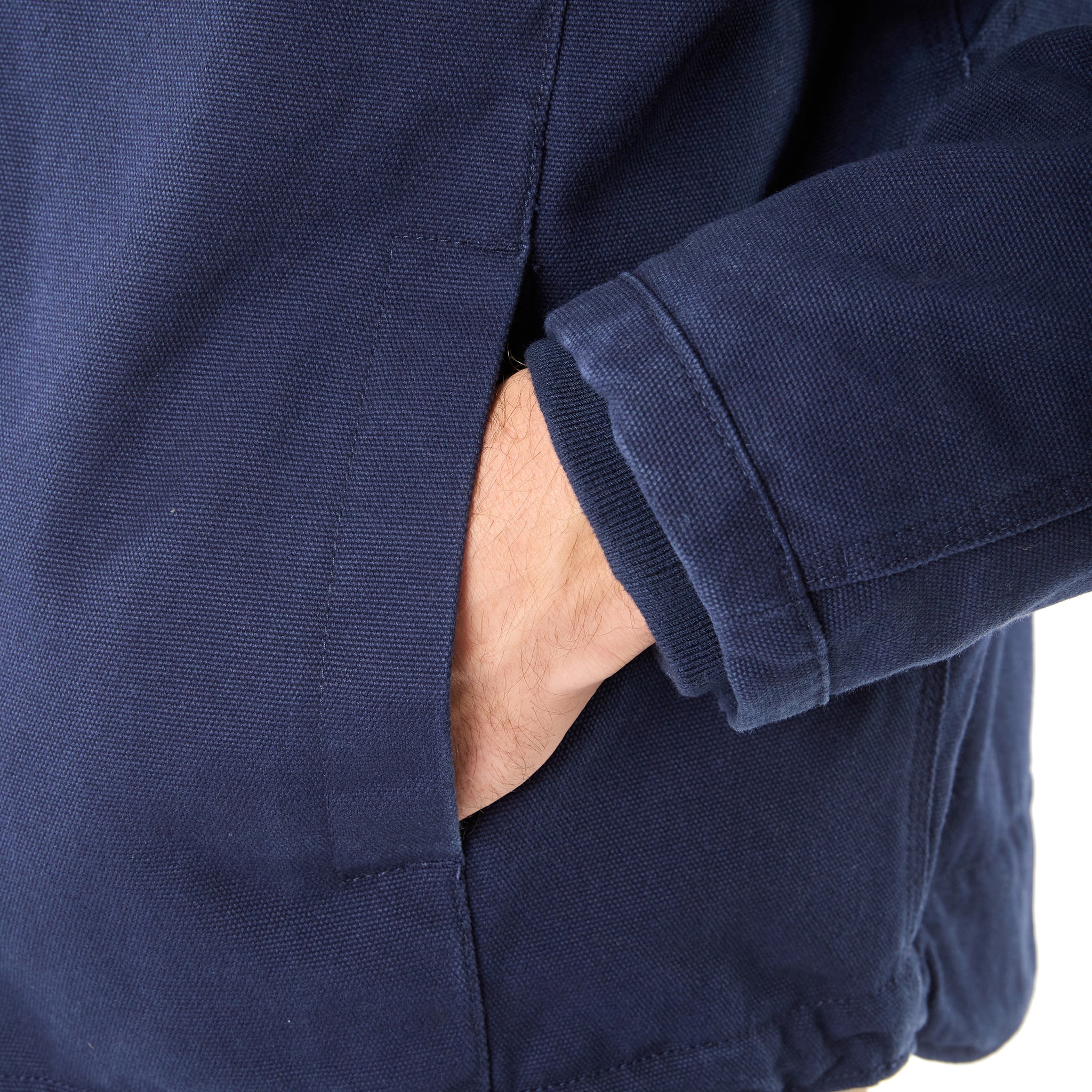 SHERPA-LINED DUCK CANVAS HOODED WORK JACKET