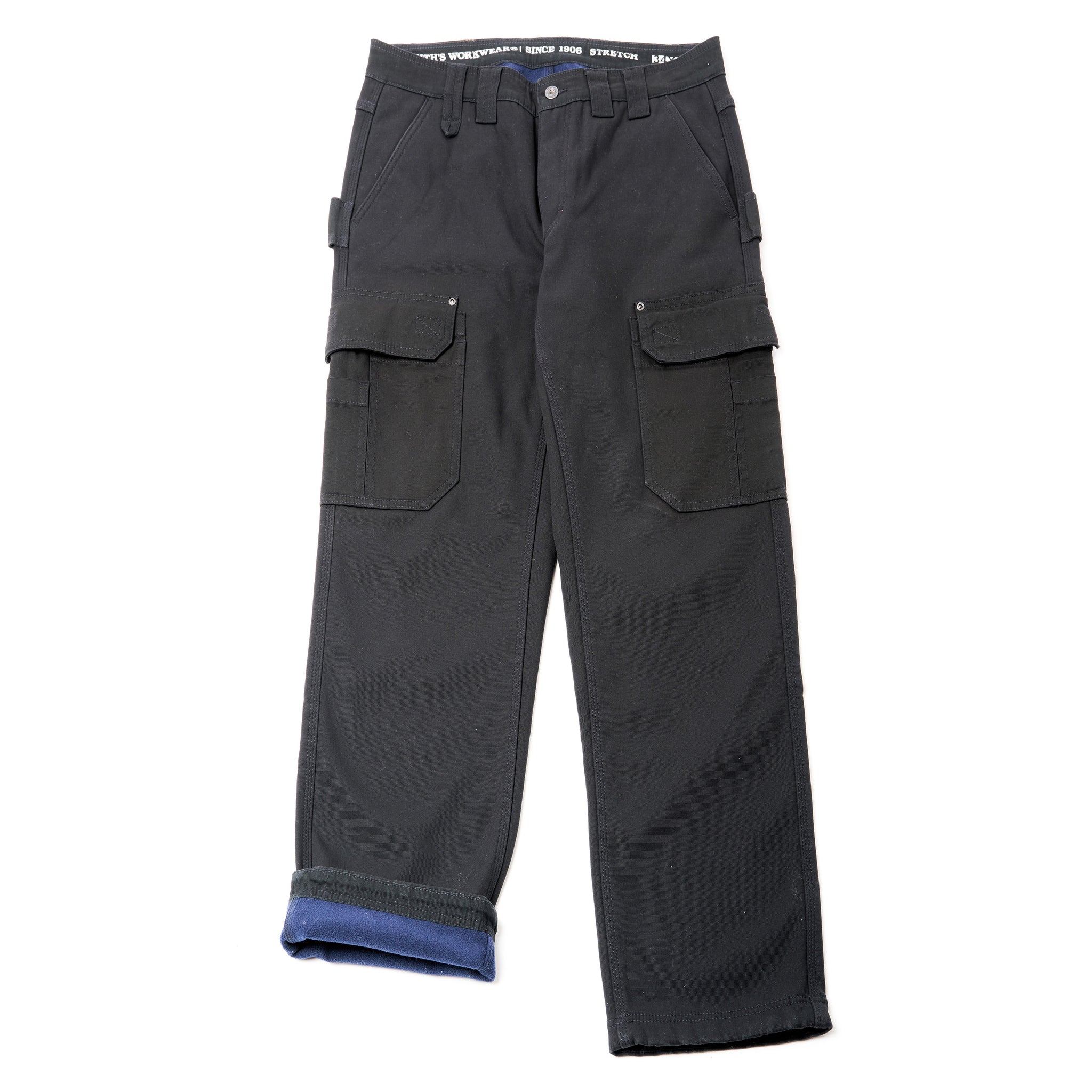 BONDED-FLEECE LINED WORK-STRETCH DUCK CANVAS GUSSET UTILITY CARGO PANT