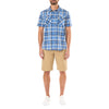 STRETCH SHORT SLEEVE PLAID TWO POCKET SHIRT