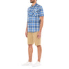 STRETCH SHORT SLEEVE PLAID TWO POCKET SHIRT