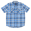 STRETCH SHORT SLEEVE PLAID TWO POCKET SHIRT