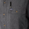 LONG SLEEVE SOLID HTR FLANNEL SHIRT W/DOUBLE CHEST PKTS