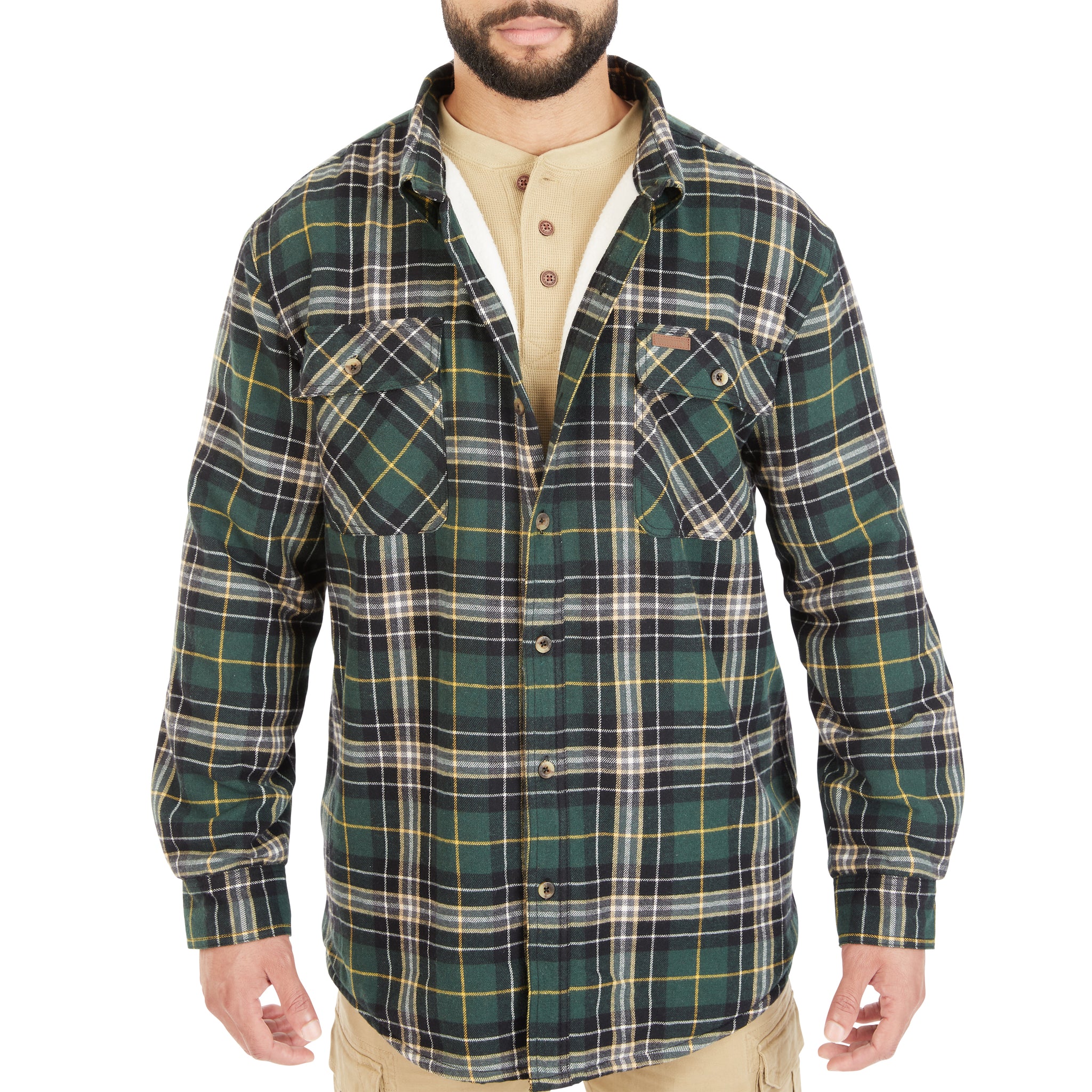 SHERPA-LINED FLANNEL SHIRT JACKET