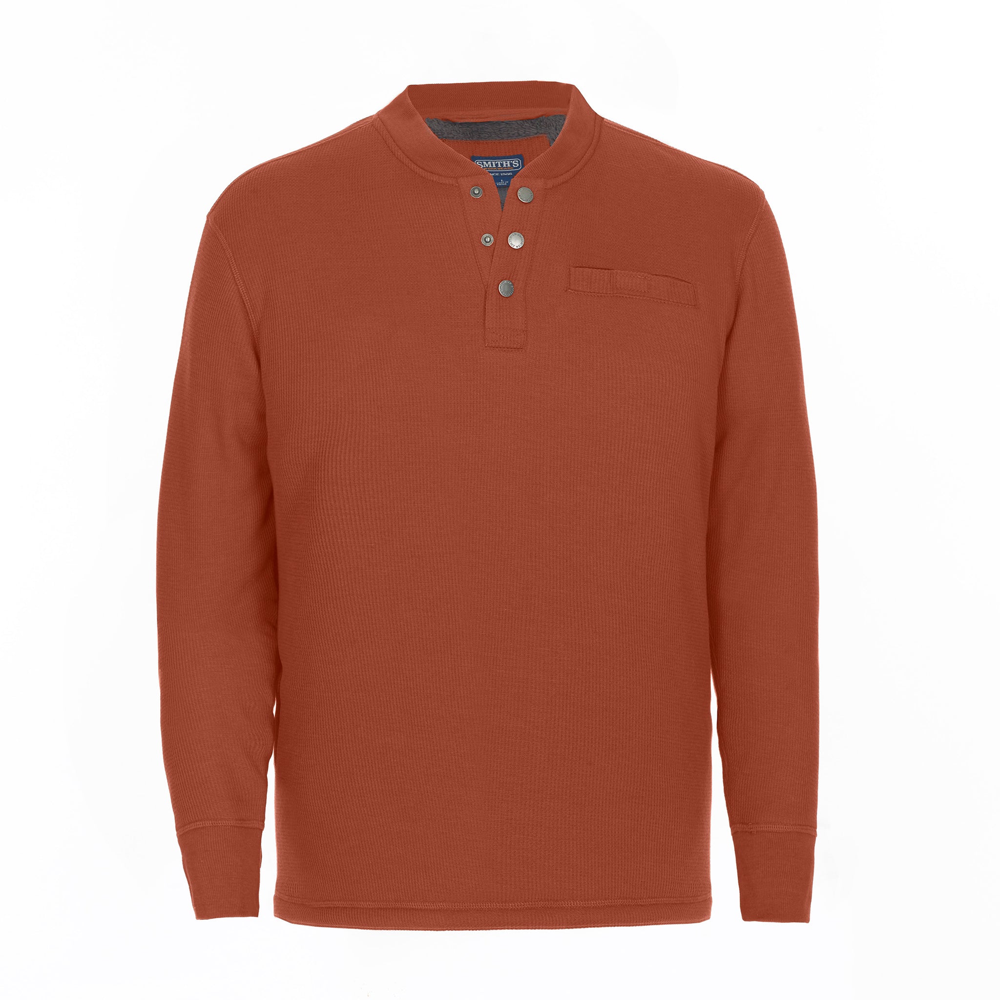 SHERPA-BONDED THERMAL KNIT HENLEY PULLOVER