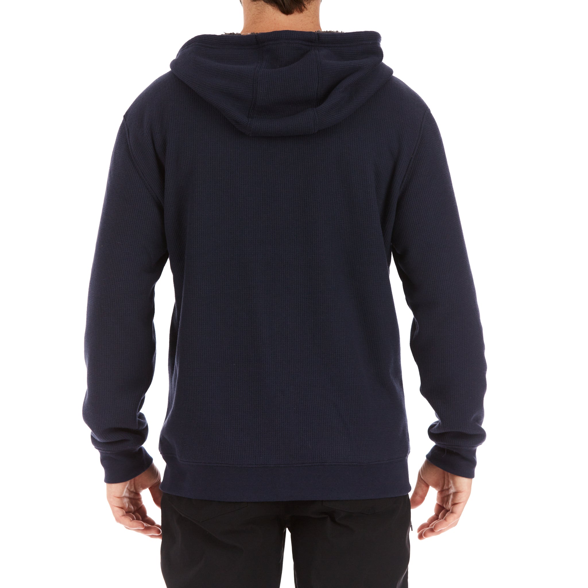 SHERPA-BONDED THERMAL KNIT HOODED JACKET
