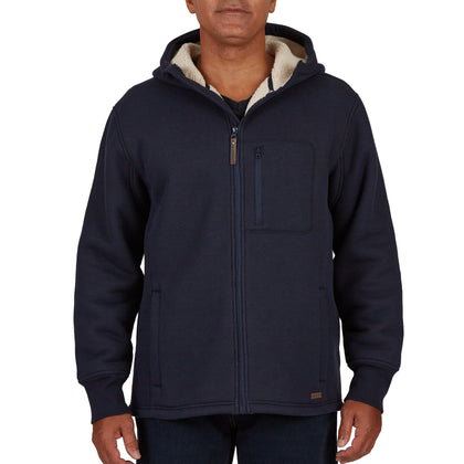 SHERPA-LINED HEATHERED THERMAL HOODED FULL-ZIP SHIRT-JACKET