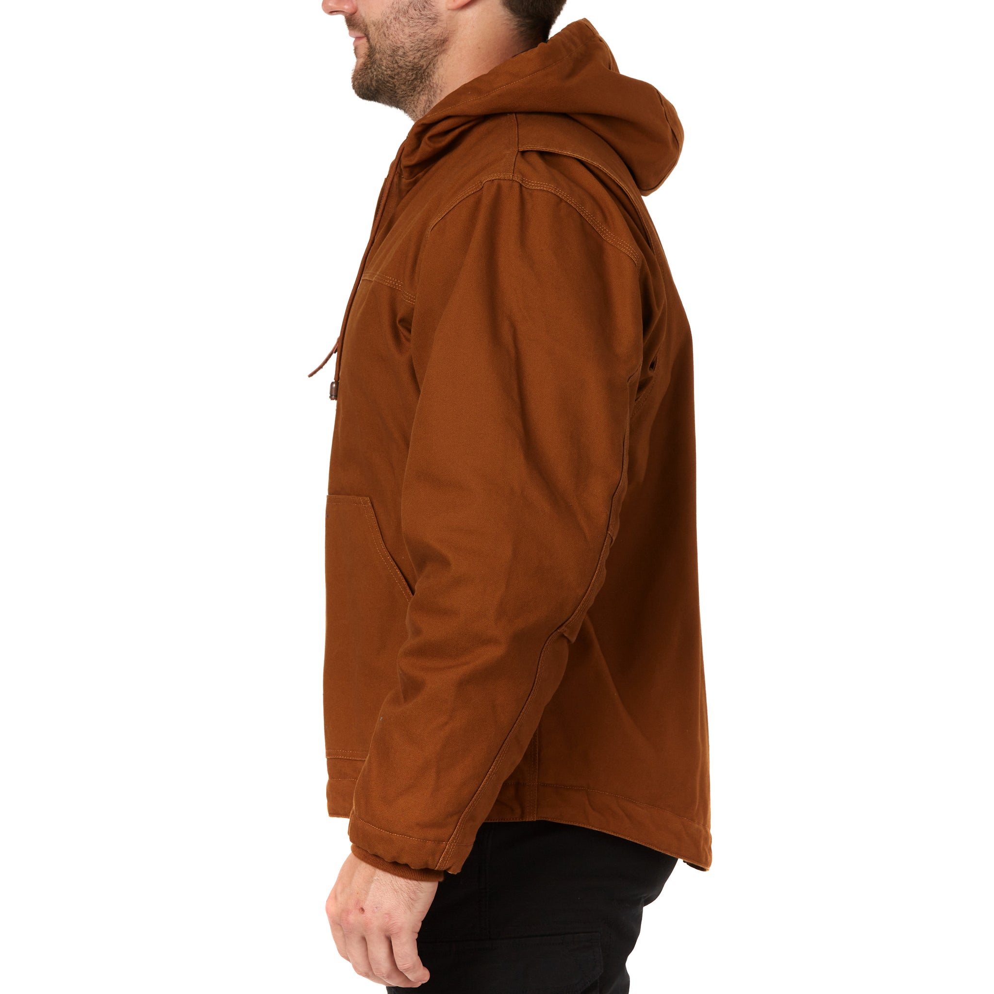 FLANNEL-LINED COTTON DUCK CANVAS HOODED WORK JACKET