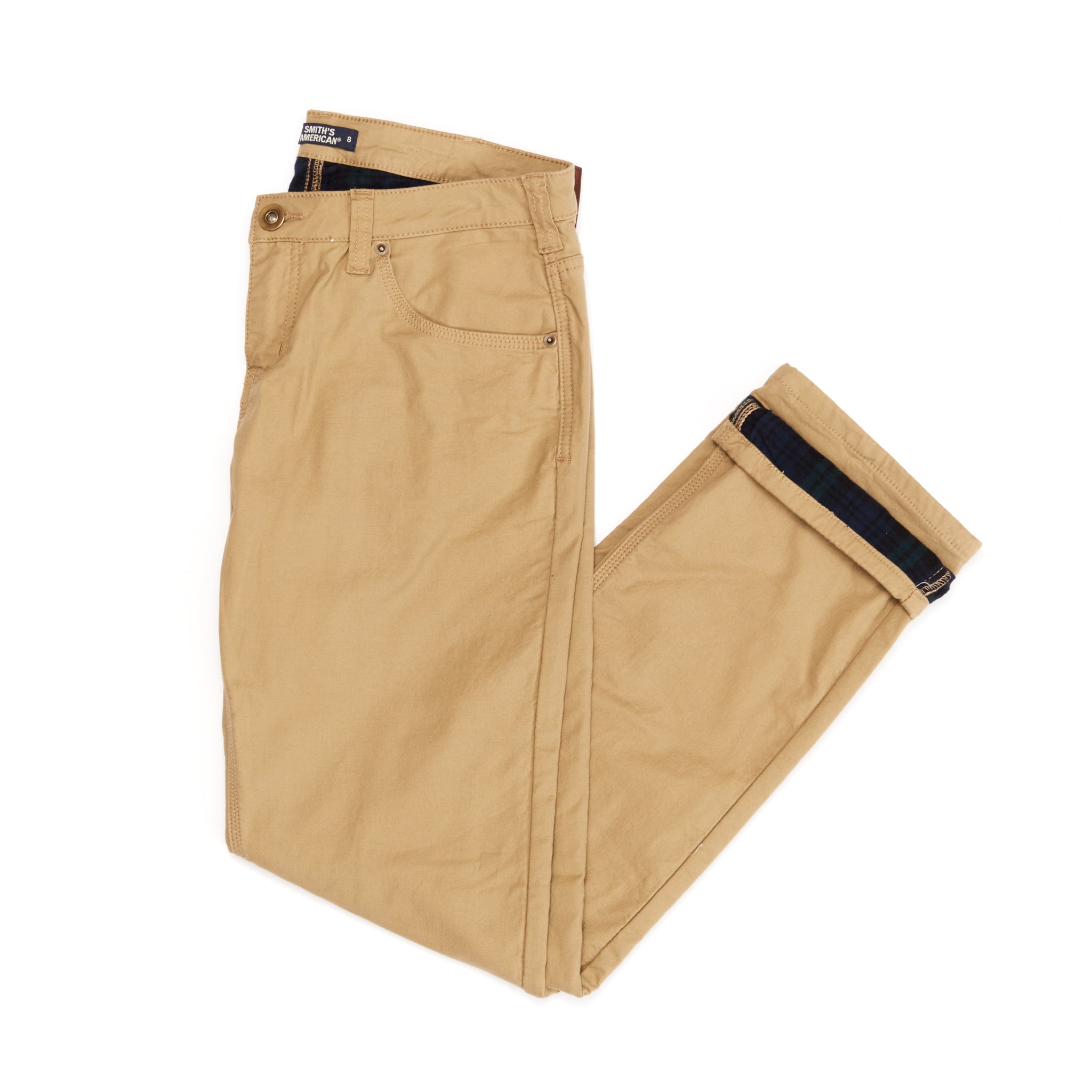 FLANNEL-LINED STRETCH CANVAS 5-POCKET PANT