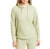 WAFFLE KNIT LONG SLEEVE PULLOVER HOODIE