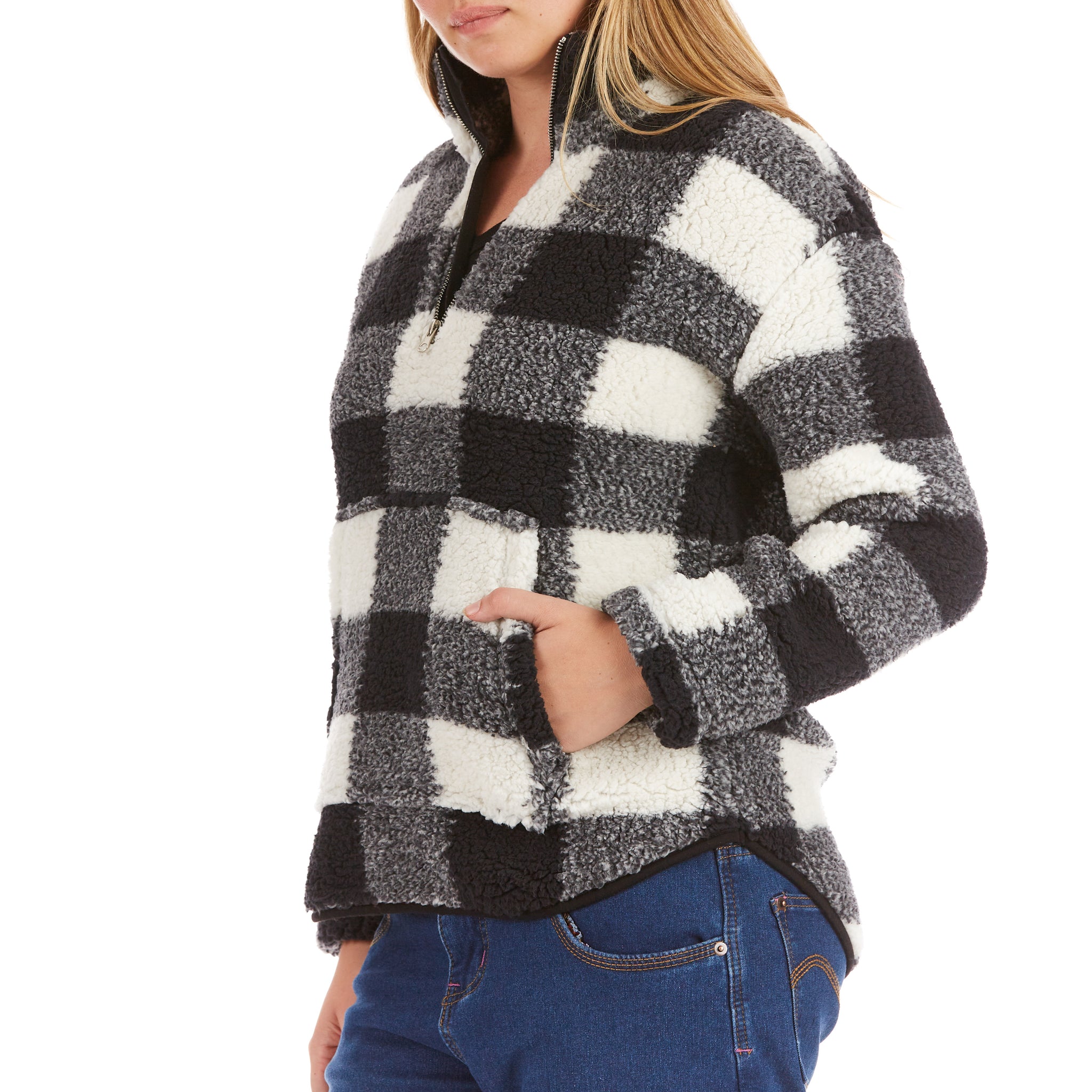 BUTTER SHERPA QUARTER-ZIP PULLOVER WITH KANGAROO POCKETS