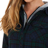 HOODED LONG SLEEVE FLANNEL PLAID SHIRT WITH ZIP HOOD INSET AND TWO FLAP POCKETS