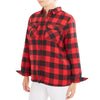 SHERPA-LINED FLANNEL PLAID SHIRT JACKET WITH POCKETS