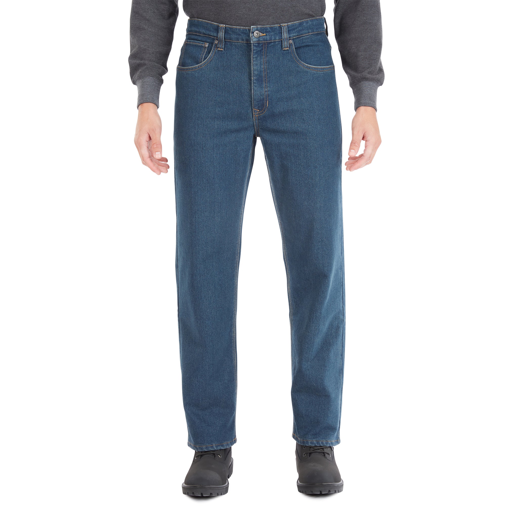 Carhartt Blue 40/30 Plaid Fleece Lined Straight Leg Denim Jeans